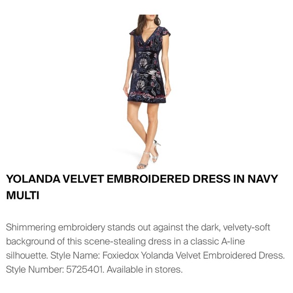 NWT FOXIEDOX Navy and Pink Embroidered Dress - Picture 3 of 15